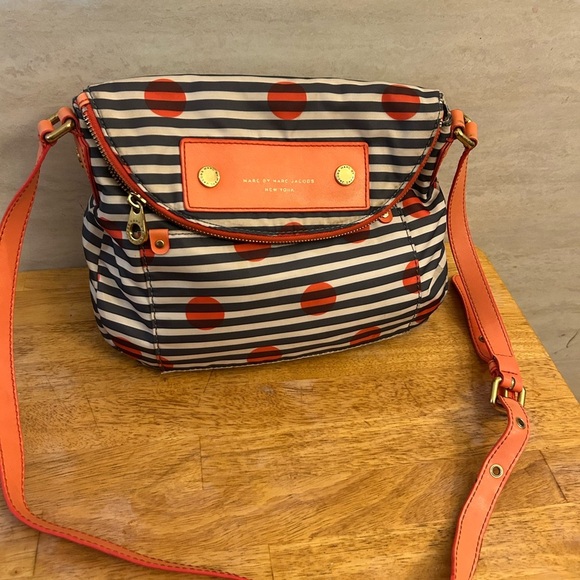 Marc by Marc Jacobs Natasha Dot Crossbody Bag - Orange and Navy Stripes - Picture 1 of 11
